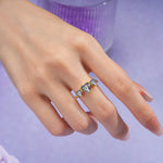 Unique 3 Prong Heart Cut Black Rutilated Quartz Three stones Wedding Ring - Additional view