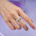 Unique 3 Prong Heart Cut Aquamarine Three stones Wedding Ring - Additional view