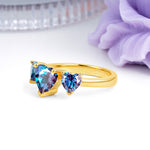 Unique 3 Prong Heart Cut Alexandrite Three stones Wedding Ring - Additional view