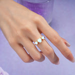 Unique 3 Prong Heart Cut Moonstone Three stones Wedding Ring - Additional view