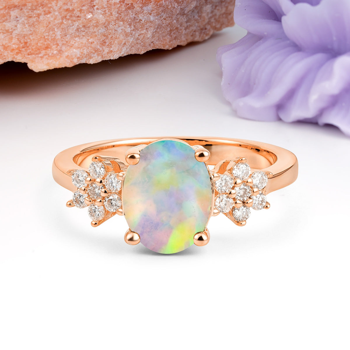 Luxurious Classic 4-Prong Oval Cut Fire Opal Engagement Ring - Additional view