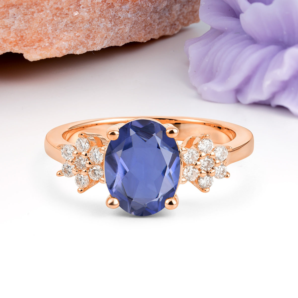 Luxurious Classic 4-Prong Oval Cut Tanzanite Engagement Ring - Additional view