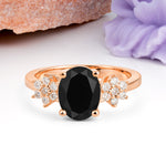 Luxurious Classic 4-Prong Oval Cut Black Onyx Engagement Ring - Additional view