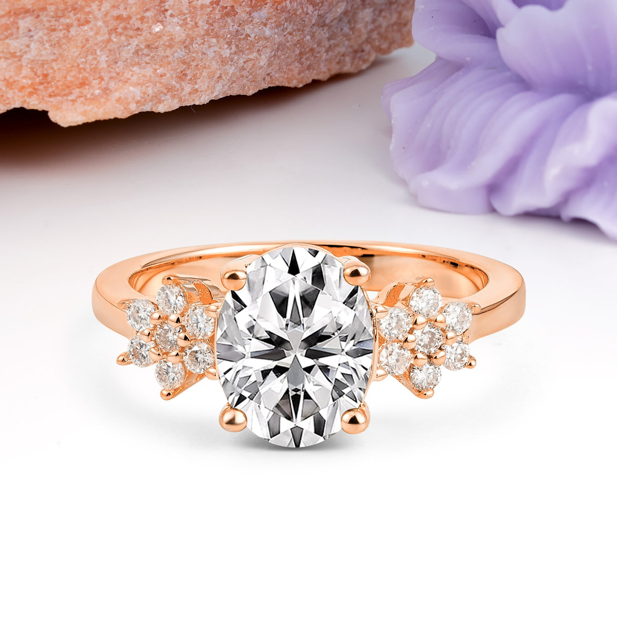 Luxurious Classic 4-Prong Oval Cut Lab Diamond Engagement Ring - Additional view