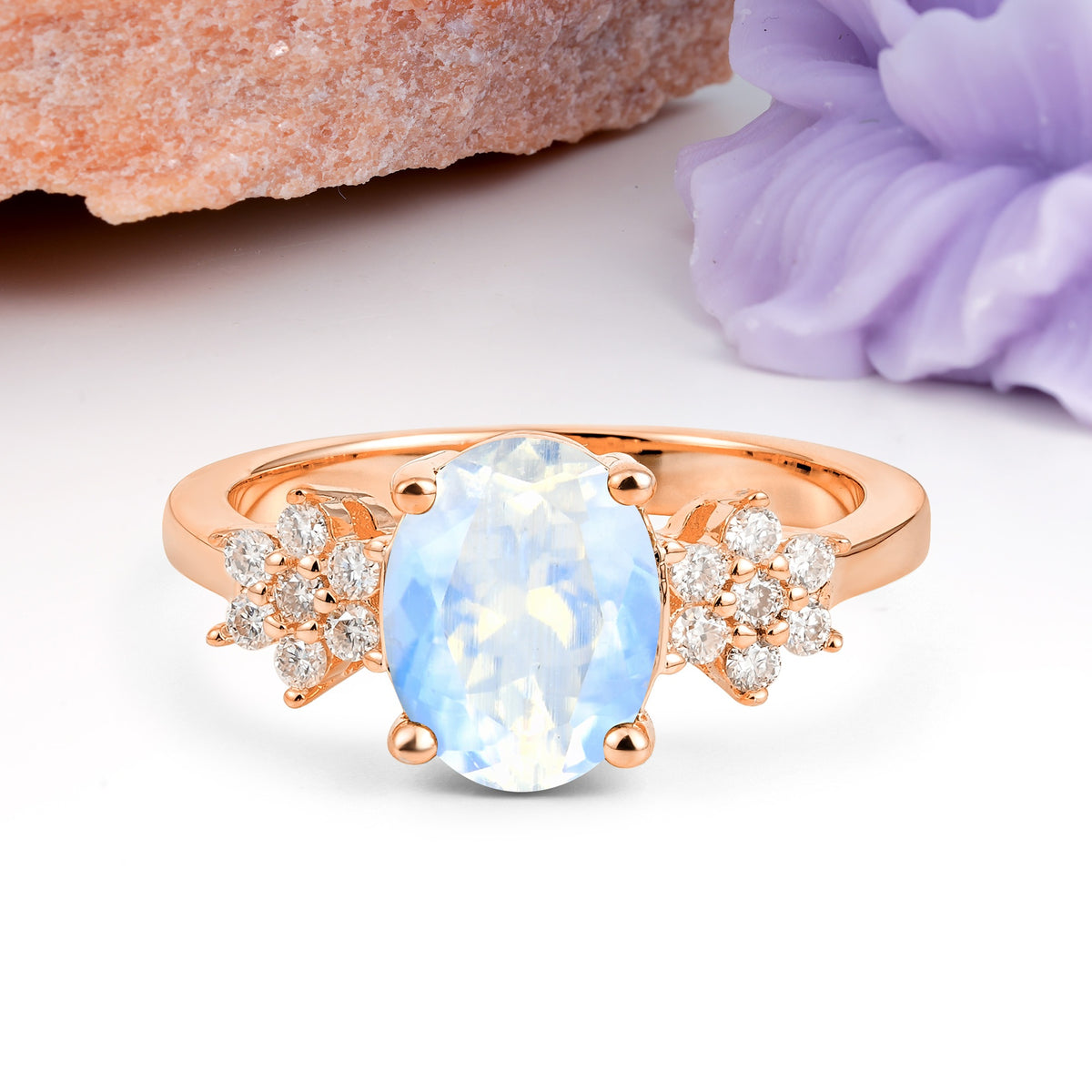 Luxurious Classic 4-Prong Oval Cut Moonstone Engagement Ring - Additional view
