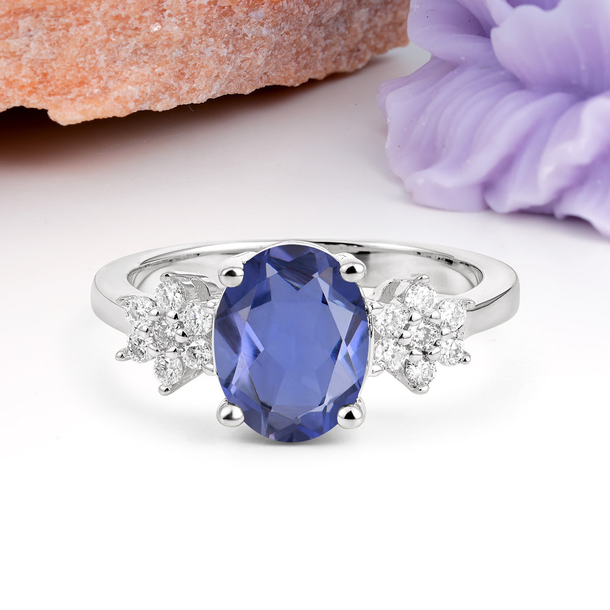 Luxurious Classic 4-Prong Oval Cut Tanzanite Engagement Ring - Additional view