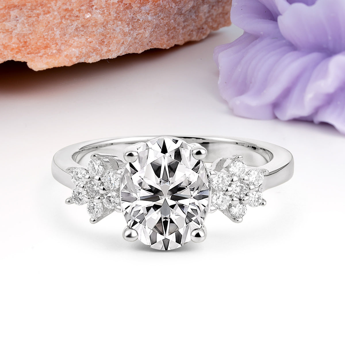Luxurious Classic 4-Prong Oval Cut Lab Diamond Engagement Ring - Additional view