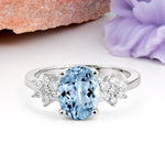Luxurious Classic 4-Prong Oval Cut Aquamarine Engagement Ring - Additional view