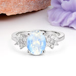 Luxurious Classic 4-Prong Oval Cut Moonstone Engagement Ring - Additional view