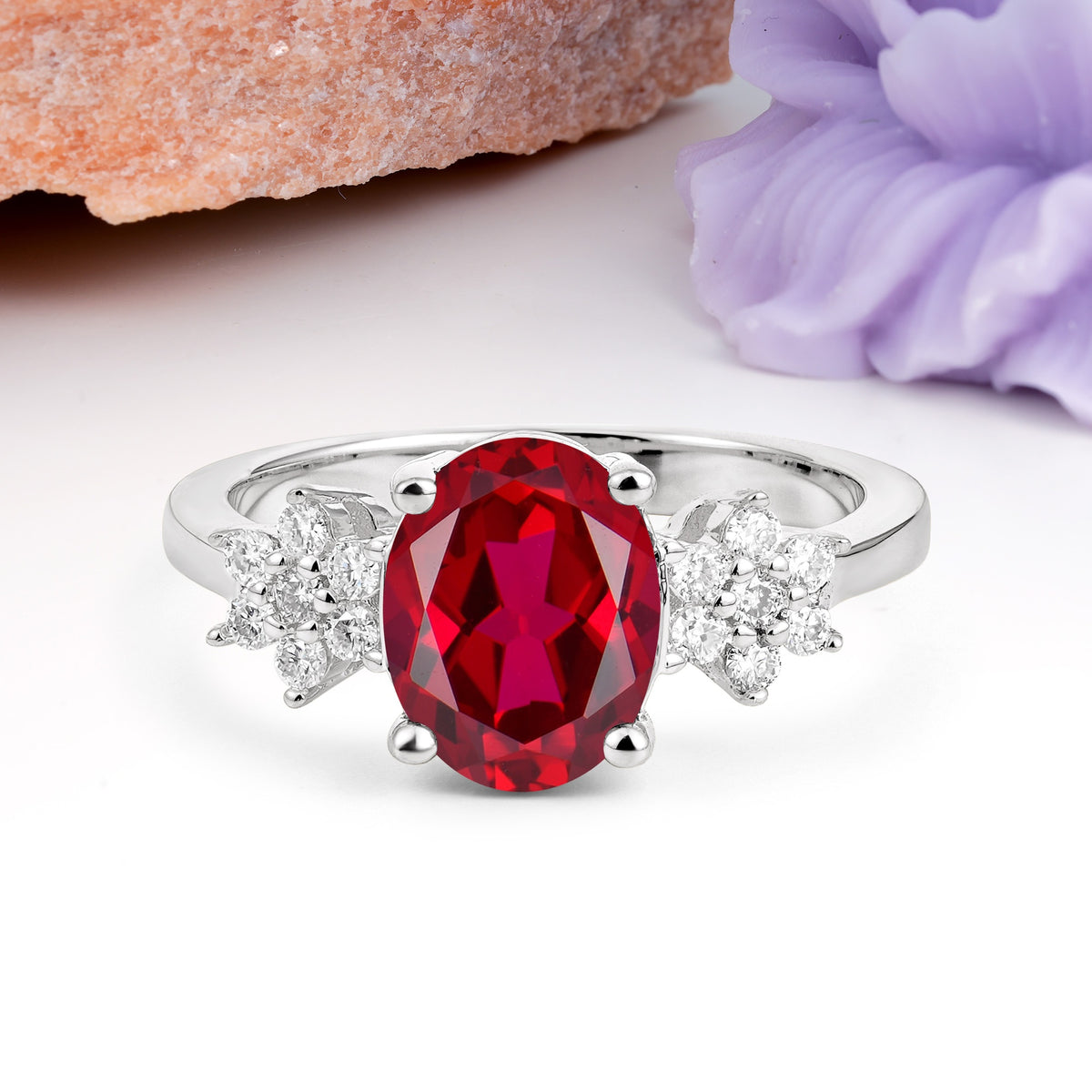 Luxurious Classic 4-Prong Oval Cut Ruby Engagement Ring - Additional view
