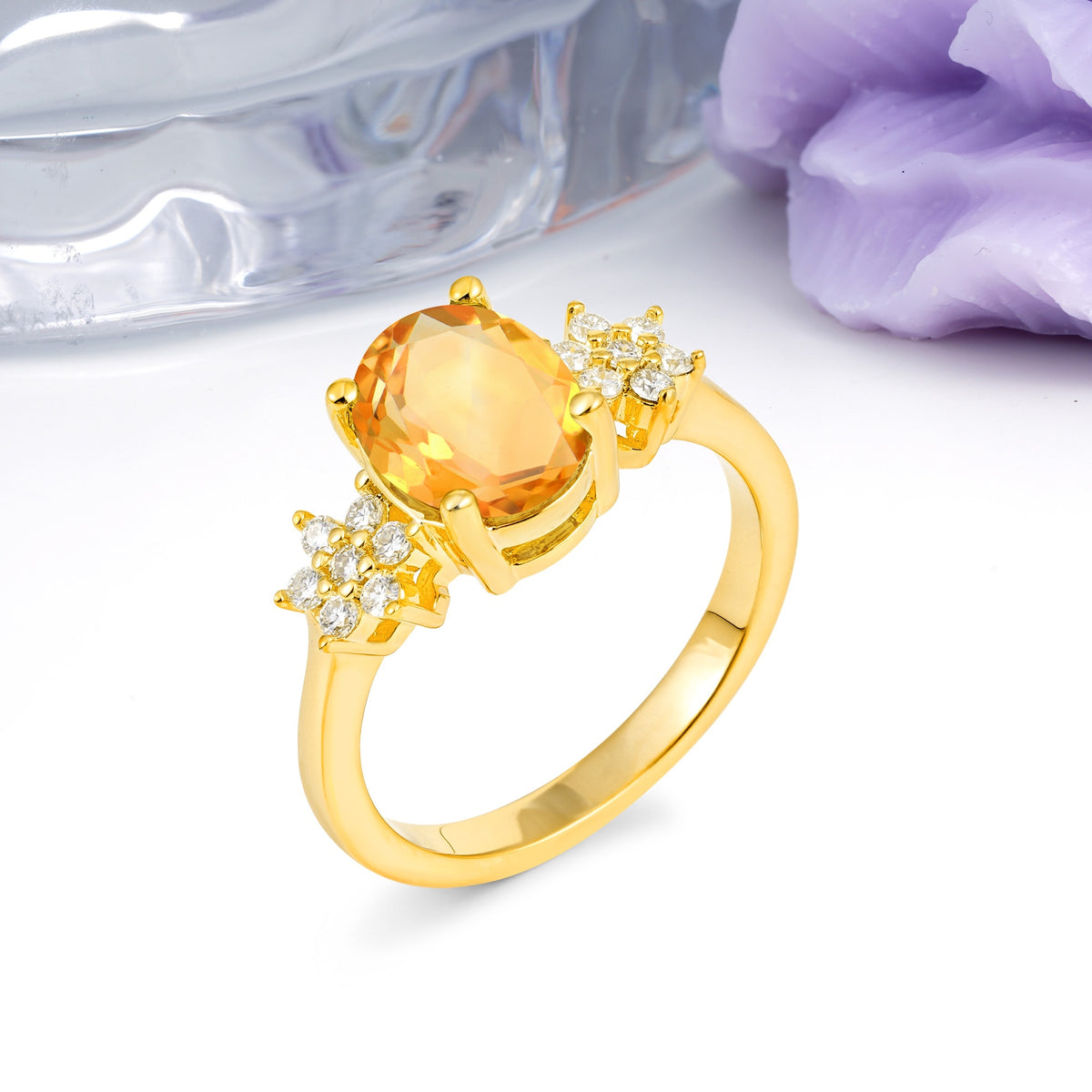 Luxurious Classic 4-Prong Oval Cut Citrine Engagement Ring - Additional view