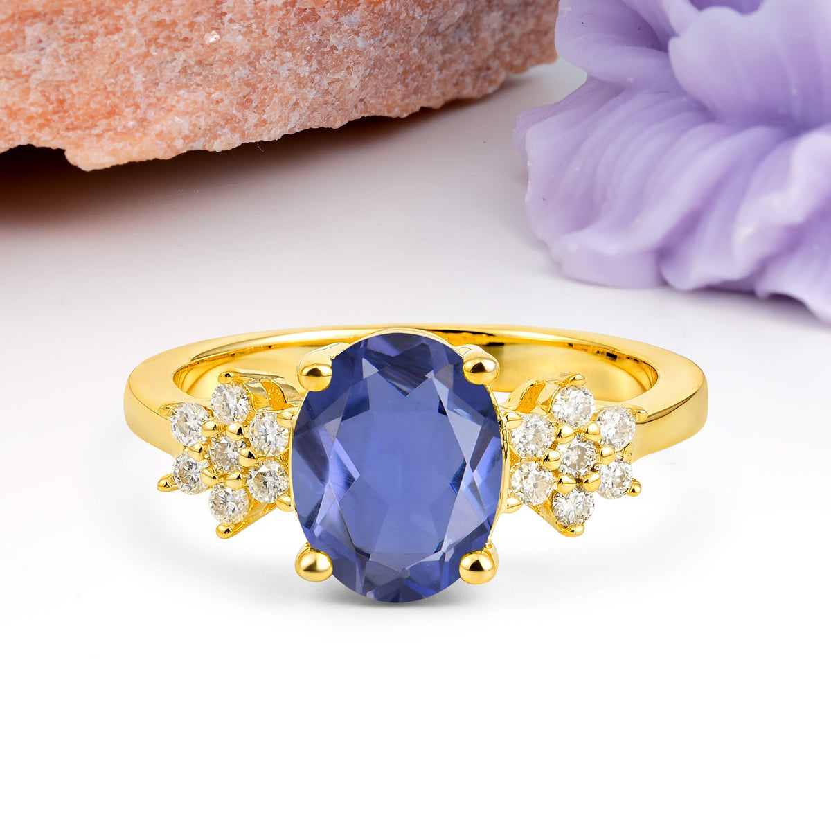 Luxurious Classic 4-Prong Oval Cut Tanzanite Engagement Ring - Additional view