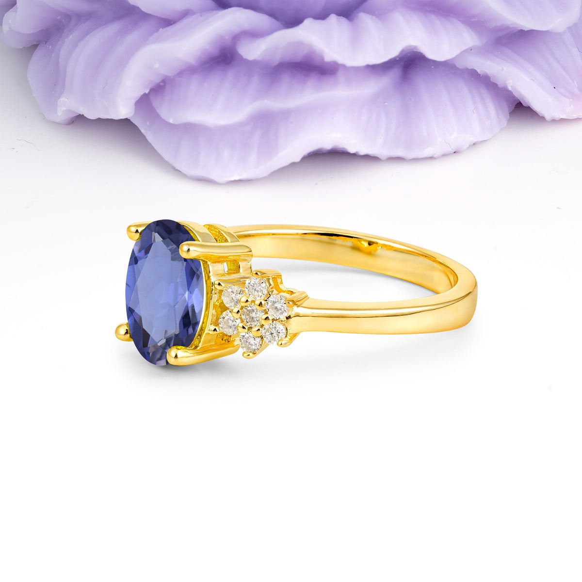 Luxurious Classic 4-Prong Oval Cut Tanzanite Engagement Ring - Additional view