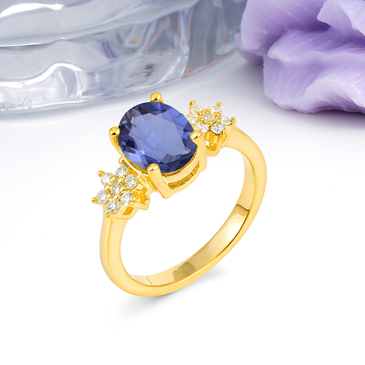 Luxurious Classic 4-Prong Oval Cut Tanzanite Engagement Ring - Additional view