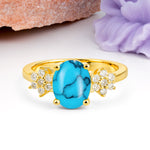 Luxurious Classic 4-Prong Oval Cut Turquoise Engagement Ring - Additional view