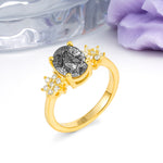 Luxurious Classic 4-Prong Oval Cut Black Rutilated Quartz Engagement Ring - Additional view