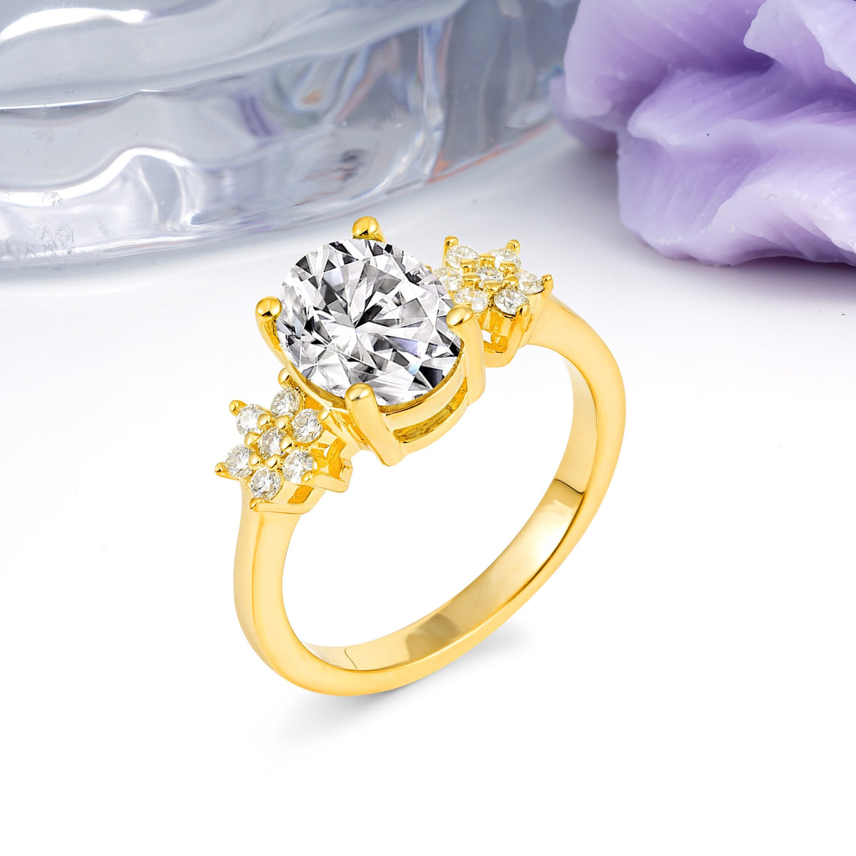 Luxurious Classic 4-Prong Oval Cut Lab Diamond Engagement Ring - Additional view