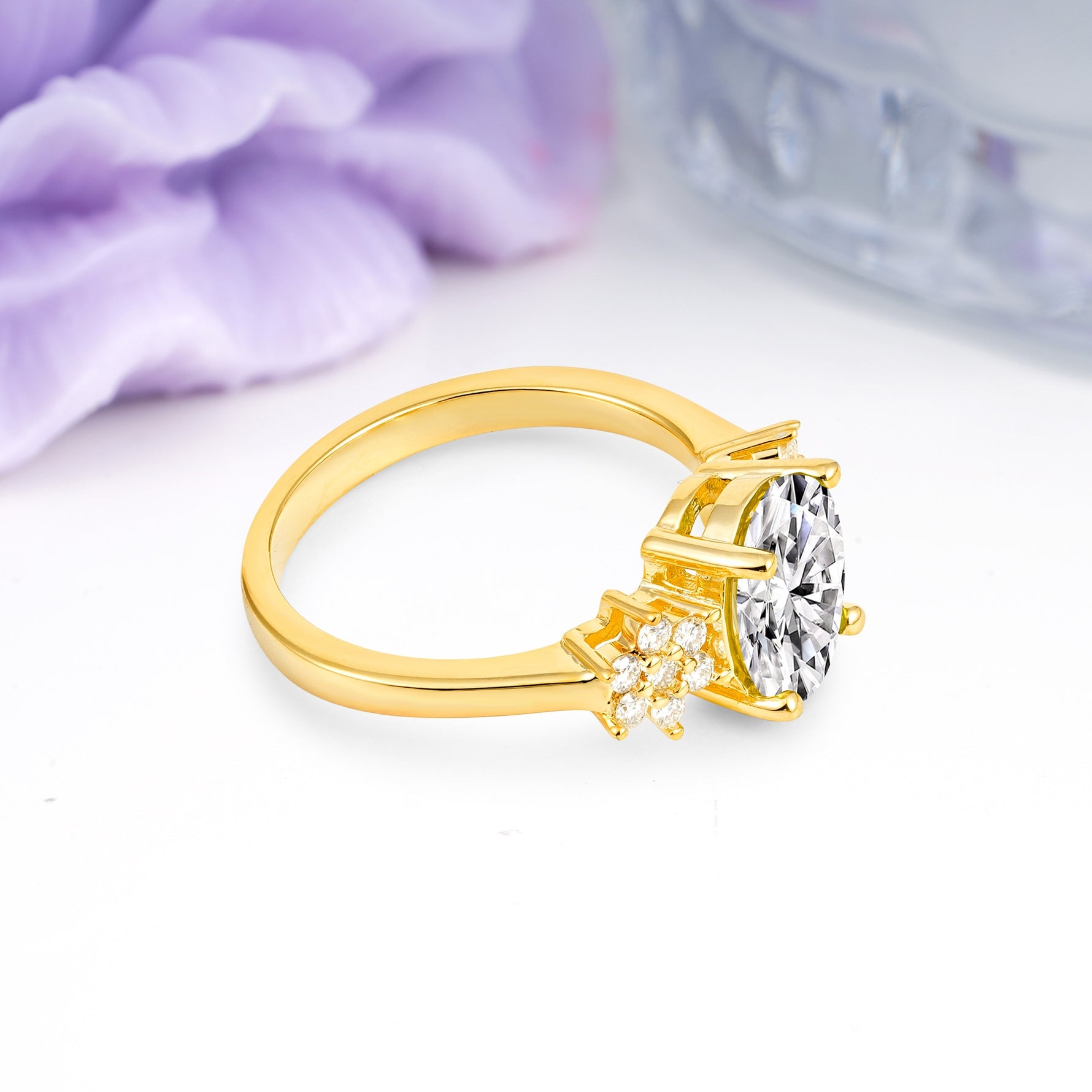 Luxurious Classic 4-Prong Oval Cut Lab Diamond Engagement Ring - Additional view