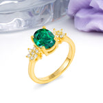 Luxurious Classic 4-Prong Oval Cut Emerald Engagement Ring - Additional view