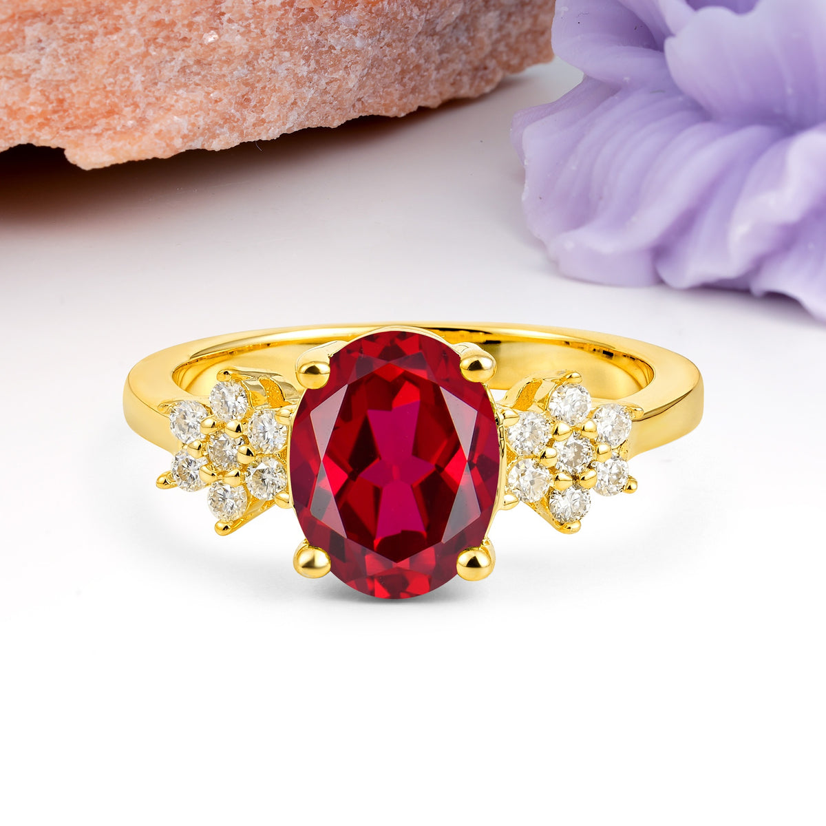 Luxurious Classic 4-Prong Oval Cut Ruby Engagement Ring - Additional view