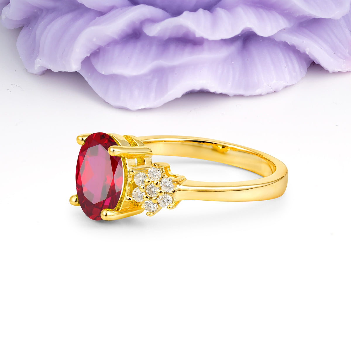 Luxurious Classic 4-Prong Oval Cut Ruby Engagement Ring - Additional view