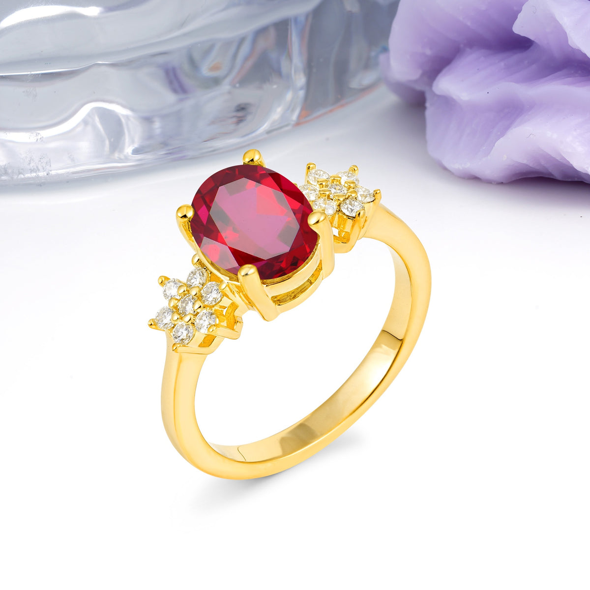 Luxurious Classic 4-Prong Oval Cut Ruby Engagement Ring - Additional view