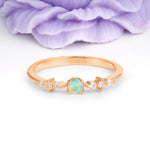 Classic, Minimalist 4-Prong Round Cut Fire Opal Engagement Ring - Additional view