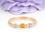 Classic, Minimalist 4-Prong Round Cut Citrine Engagement Ring - Additional view