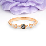 Classic, Minimalist 4-Prong Round Cut Black Rutilated Quartz Engagement Ring - Additional view