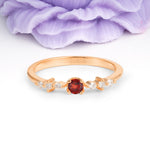 Classic, Minimalist 4-Prong Round Cut Garnet Engagement Ring - Additional view