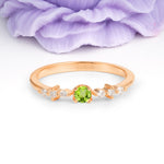 Classic, Minimalist 4-Prong Round Cut Peridot Engagement Ring - Additional view