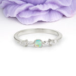 Classic, Minimalist 4-Prong Round Cut Fire Opal Engagement Ring - Additional view