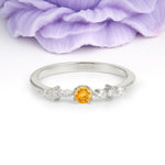 Classic, Minimalist 4-Prong Round Cut Citrine Engagement Ring - Additional view
