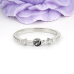 Classic, Minimalist 4-Prong Round Cut Black Rutilated Quartz Engagement Ring - Additional view