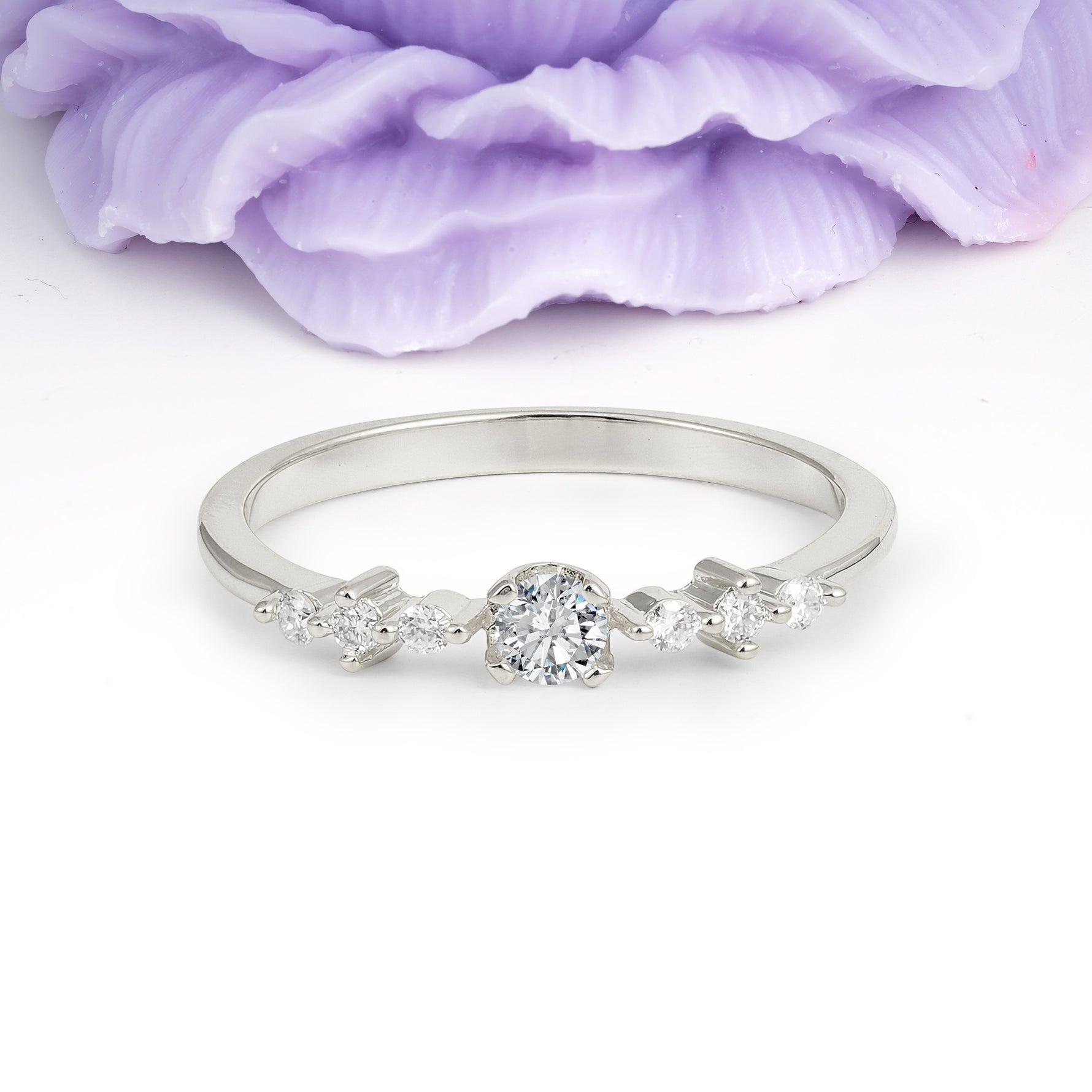 Classic, Minimalist 4-Prong Round Cut Lab Diamond Engagement Ring - Additional view