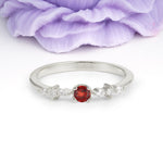 Classic, Minimalist 4-Prong Round Cut Garnet Engagement Ring - Additional view