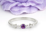 Classic, Minimalist 4-Prong Round Cut Amethyst Engagement Ring - Additional view