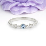 Classic, Minimalist 4-Prong Round Cut Aquamarine Engagement Ring - Additional view