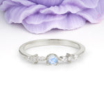 Classic, Minimalist 4-Prong Round Cut Moonstone Engagement Ring - Additional view