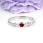 Classic, Minimalist 4-Prong Round Cut Ruby Engagement Ring - Additional view