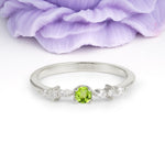 Classic, Minimalist 4-Prong Round Cut Peridot Engagement Ring - Additional view