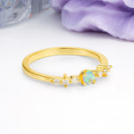 Classic, Minimalist 4-Prong Round Cut Fire Opal Engagement Ring - Additional view