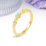 Classic, Minimalist 4-Prong Round Cut Fire Opal Engagement Ring - Additional view