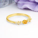 Classic, Minimalist 4-Prong Round Cut Citrine Engagement Ring - Additional view