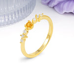 Classic, Minimalist 4-Prong Round Cut Citrine Engagement Ring - Additional view
