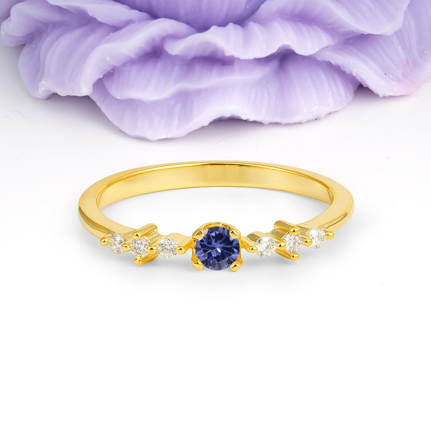Classic, Minimalist 4-Prong Round Cut Tanzanite Engagement Ring - Additional view