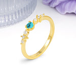 Classic, Minimalist 4-Prong Round Cut Turquoise Engagement Ring - Additional view