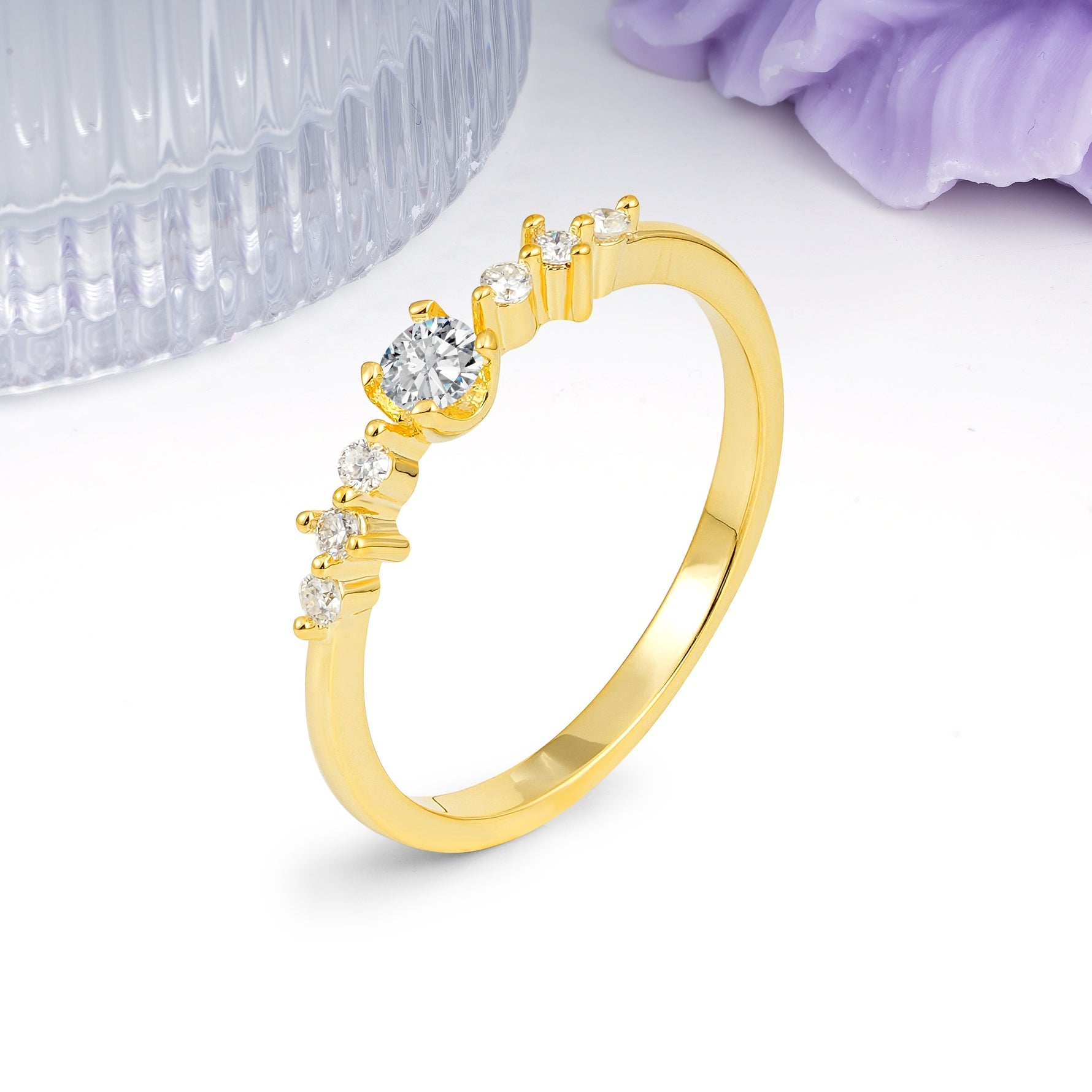 Classic, Minimalist 4-Prong Round Cut Lab Diamond Engagement Ring - Additional view