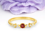 Classic, Minimalist 4-Prong Round Cut Garnet Engagement Ring - Additional view