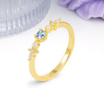 Classic, Minimalist 4-Prong Round Cut Aquamarine Engagement Ring - Additional view